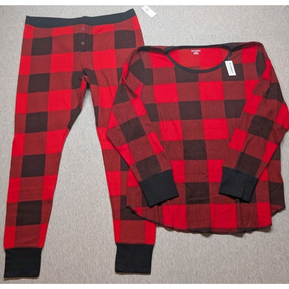 New Old Navy Womens Res Multicolor Plaid Pajama Set Top XXL Pants XL